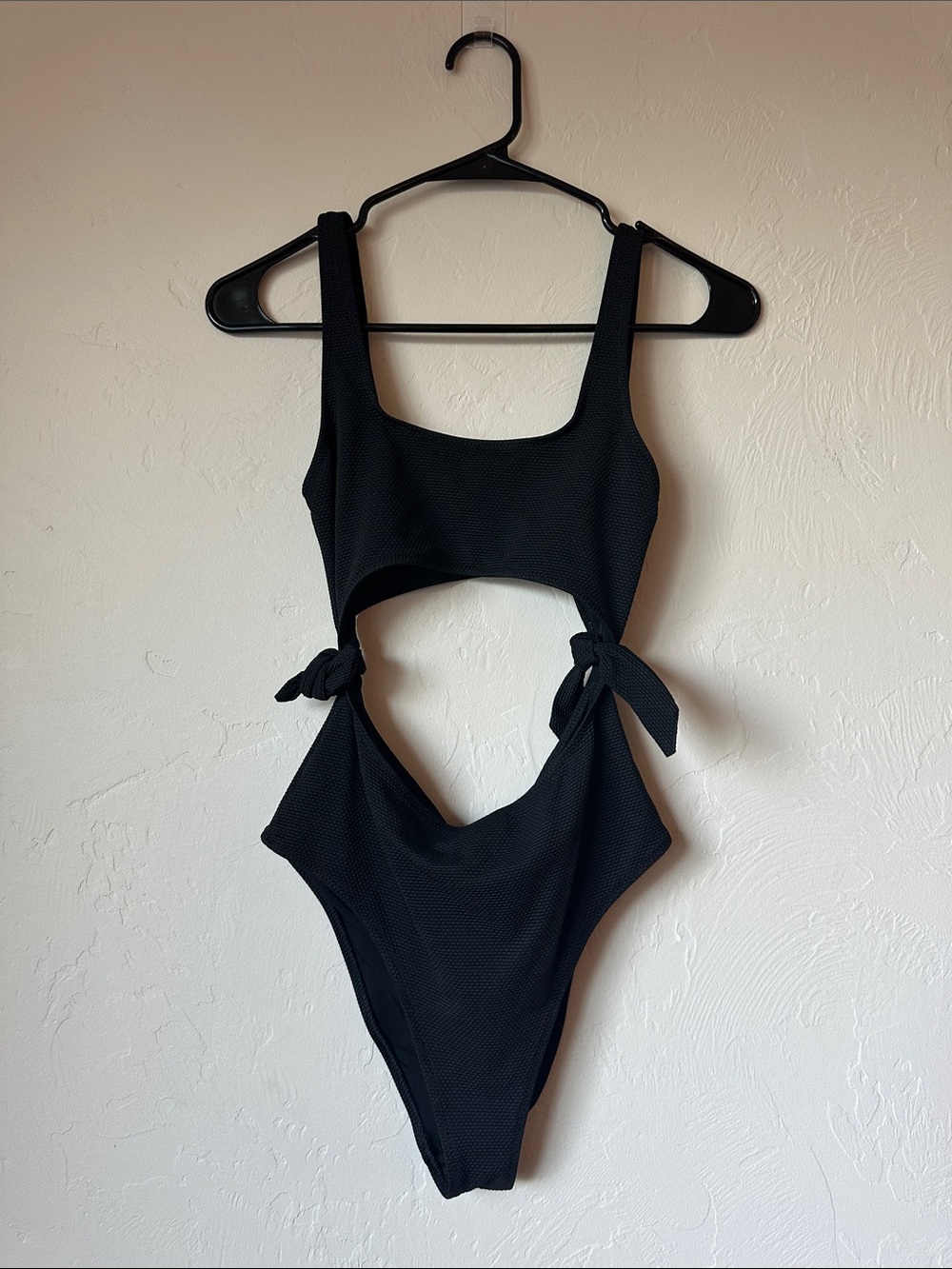 aerie Black One-Piece Swimsuit with Side Tie Cutouts